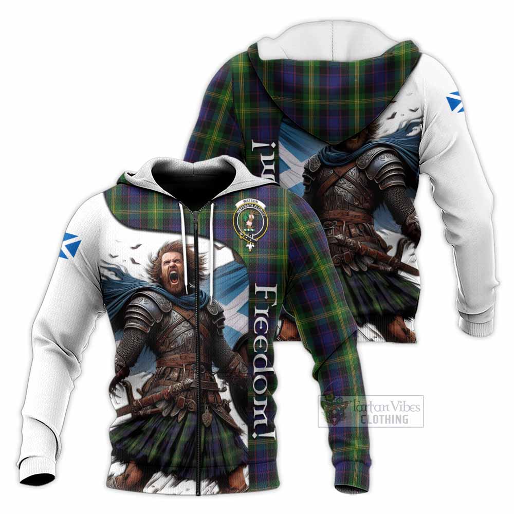 Tartan Vibes Clothing Watson Crest Tartan Knitted Hoodie Inspired by the Freedom of Scottish Warrior