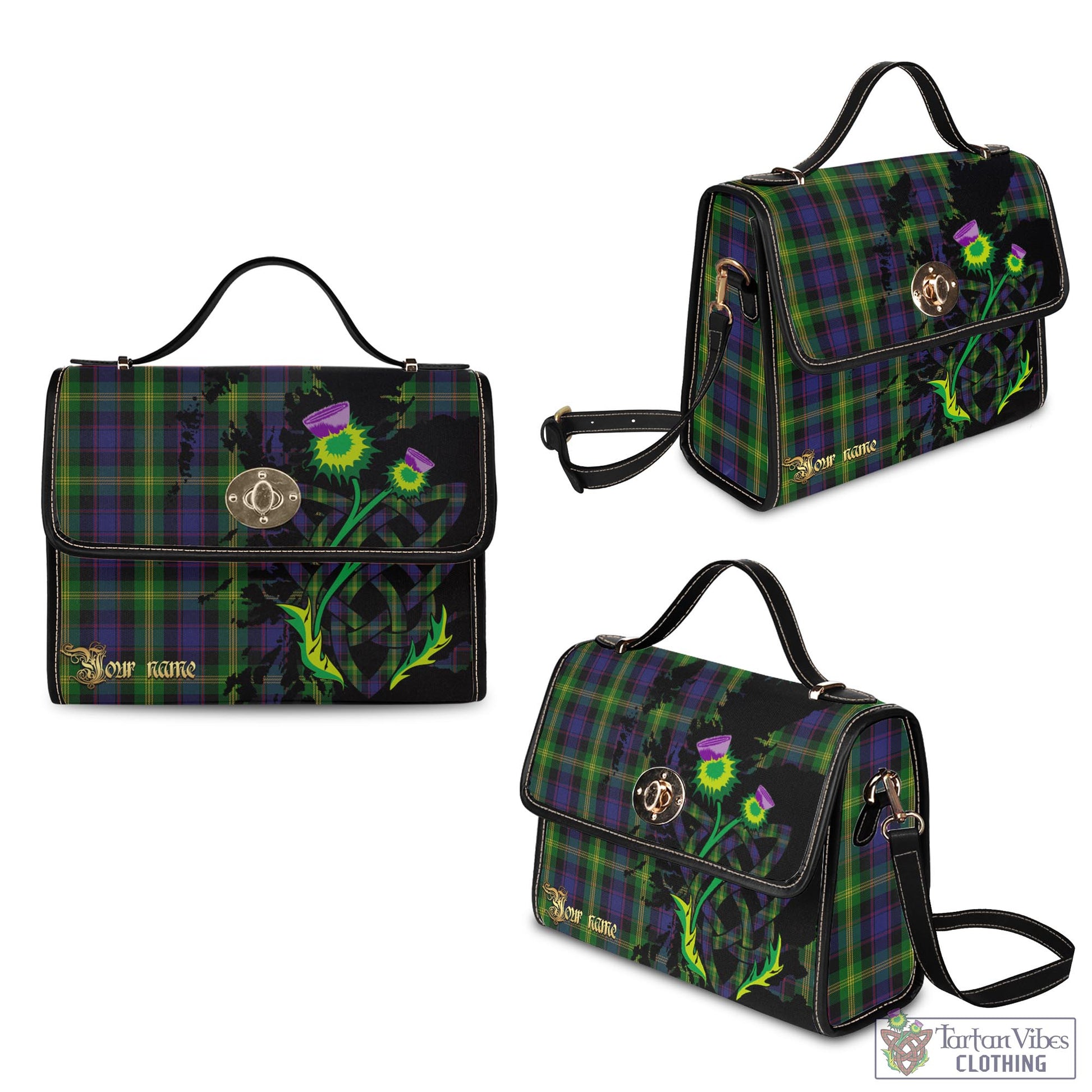 Tartan Vibes Clothing Watson Tartan Waterproof Canvas Bag with Scotland Map and Thistle Celtic Accents