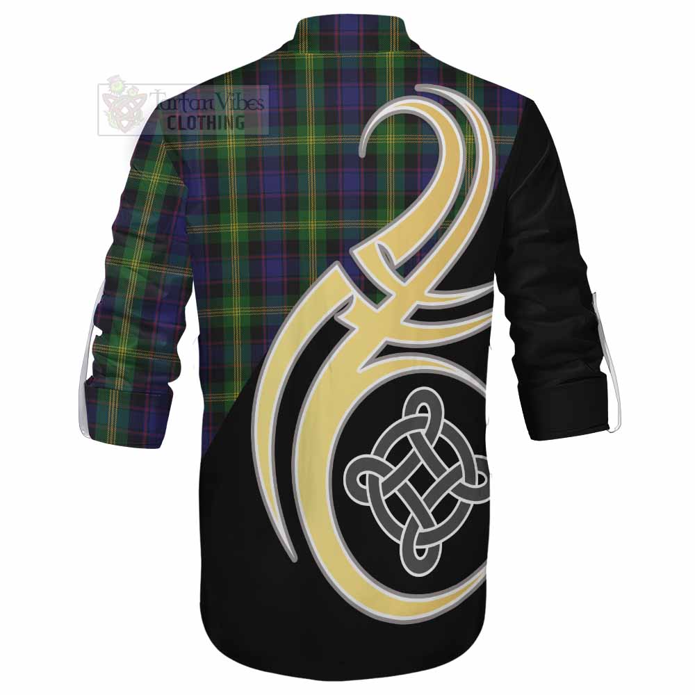 Tartan Vibes Clothing Watson Tartan Ghillie Kilt Shirt with Family Crest and Celtic Symbol Style