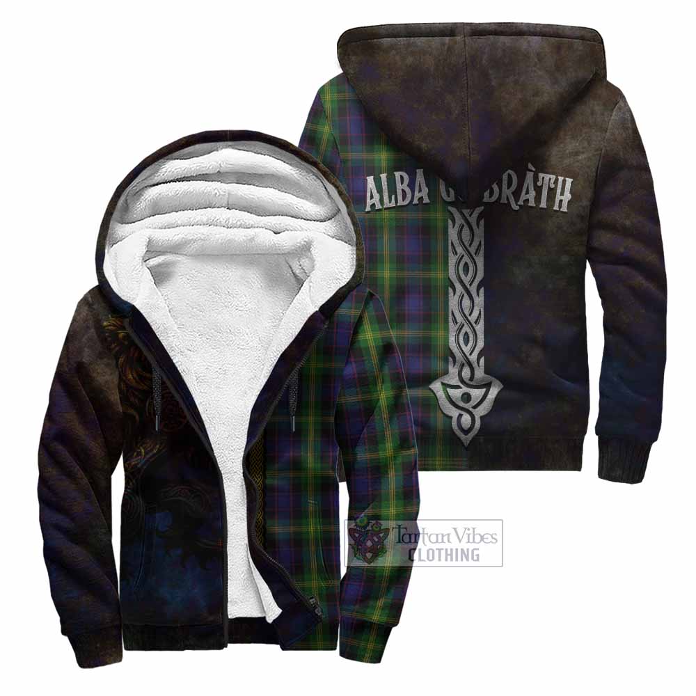 Tartan Vibes Clothing Watson Tartan Family Crest Sherpa Hoodie Alba Gu Brath Be Brave Lion Ancient Style