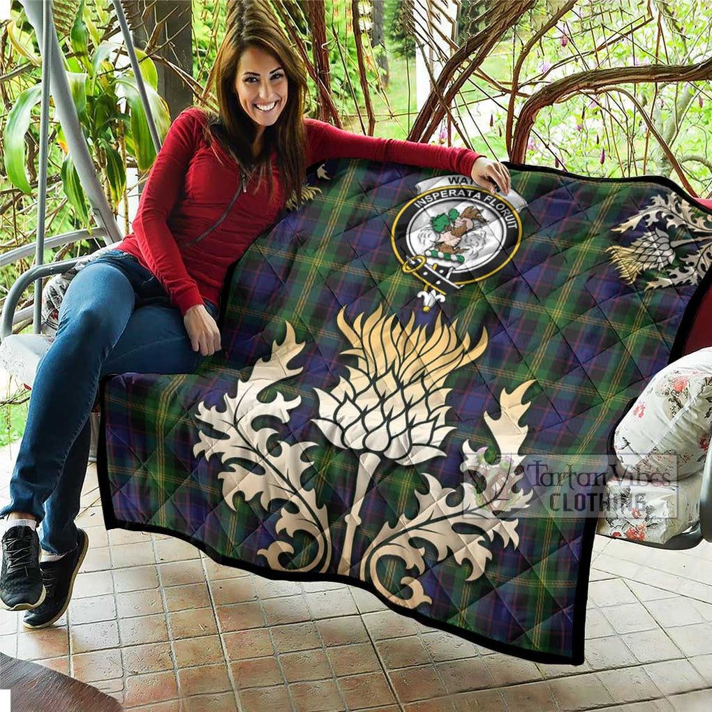 Watson Tartan Quilt with Family Crest and Golden Thistle Style - Tartan Vibes Clothing