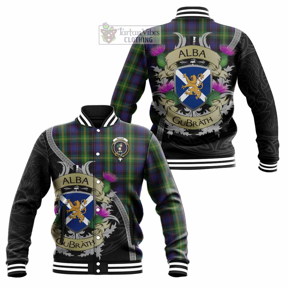 Tartan Vibes Clothing Watson Tartan Family Crest Baseball Jacket Lion Rampant Royal Thistle Shield Celtic Inspired