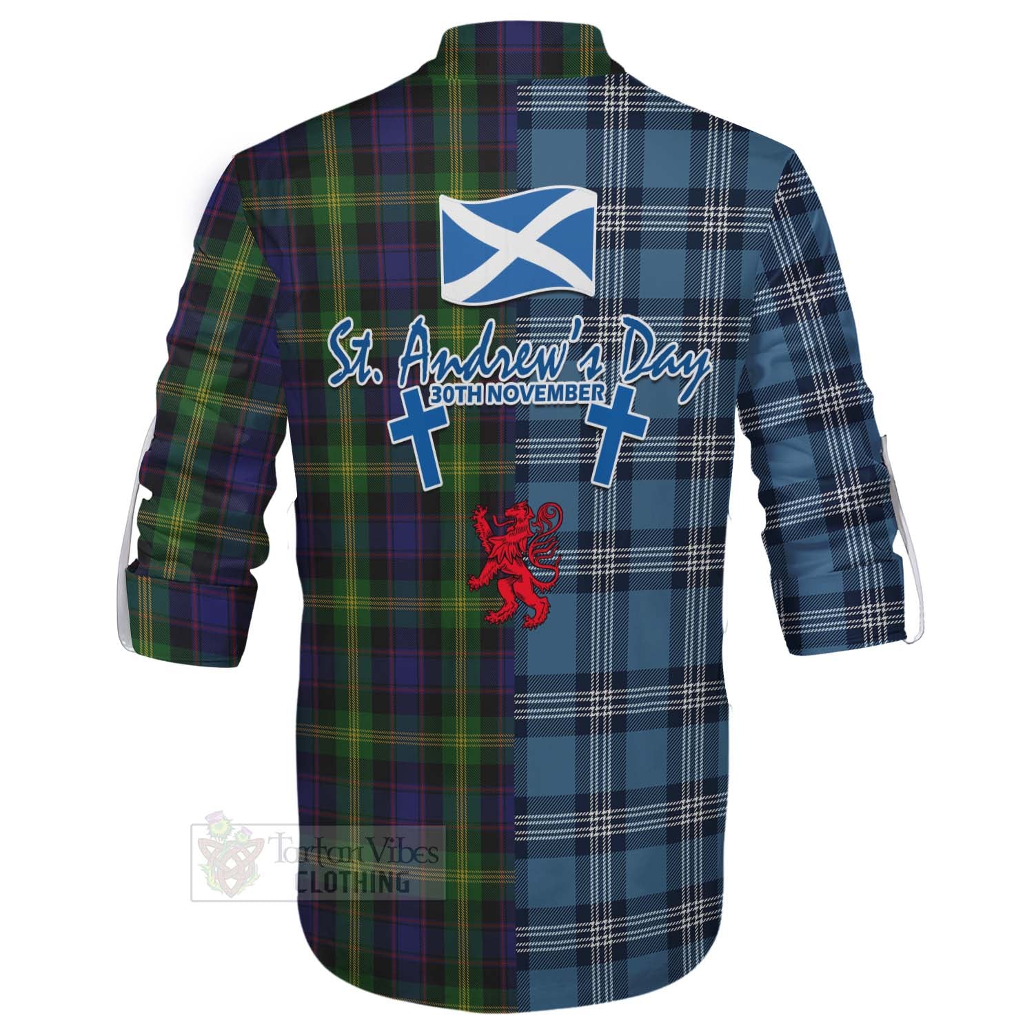 Tartan Vibes Clothing Watson Tartan Ghillie Kilt Shirt Happy St. Andrew's Day Half Tartan Style