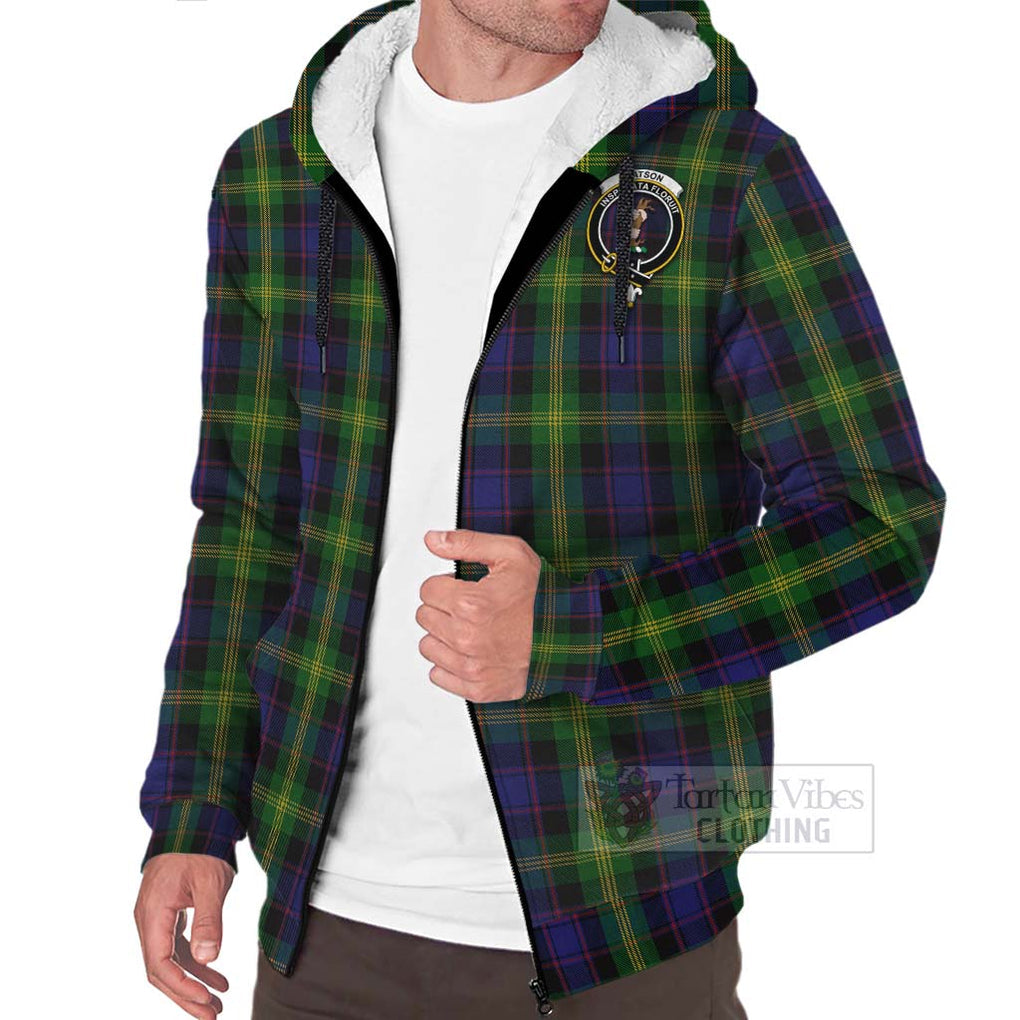 Tartan Vibes Clothing Watson Tartan Sherpa Hoodie with Family Crest Celtic Skull Style