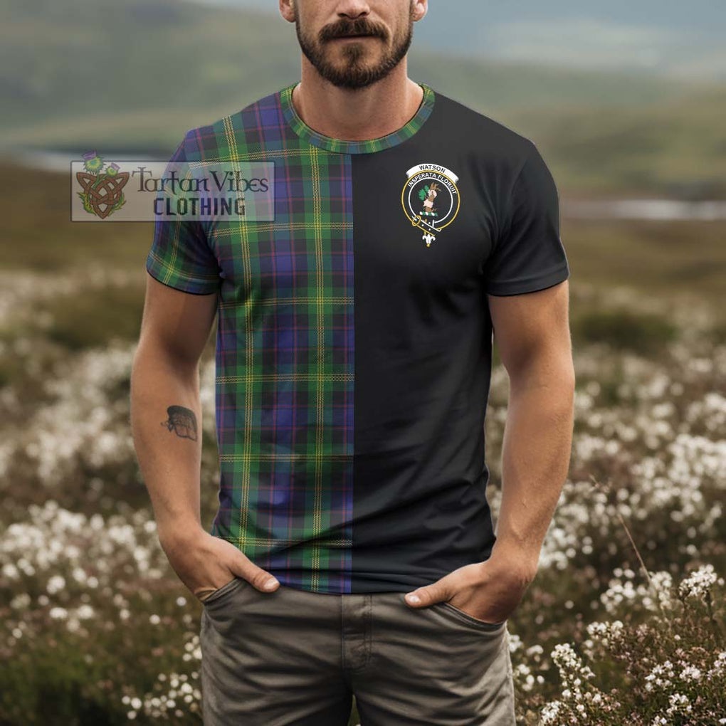 Watson Tartan T-Shirt with Family Crest and Half Of Me Style - Tartanvibesclothing Shop