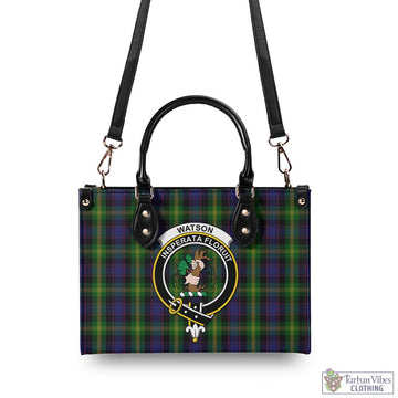 Watson Tartan Luxury Leather Handbags with Family Crest - Tartan Vibes Clothing