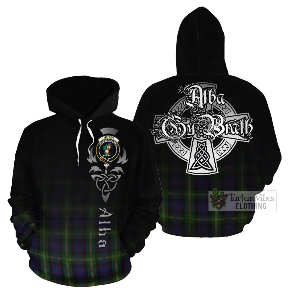 Watson Tartan Cotton Hoodie Featuring Alba Gu Brath Family Crest Celtic Inspired Zip Hoodie - Tartan Vibes Clothing