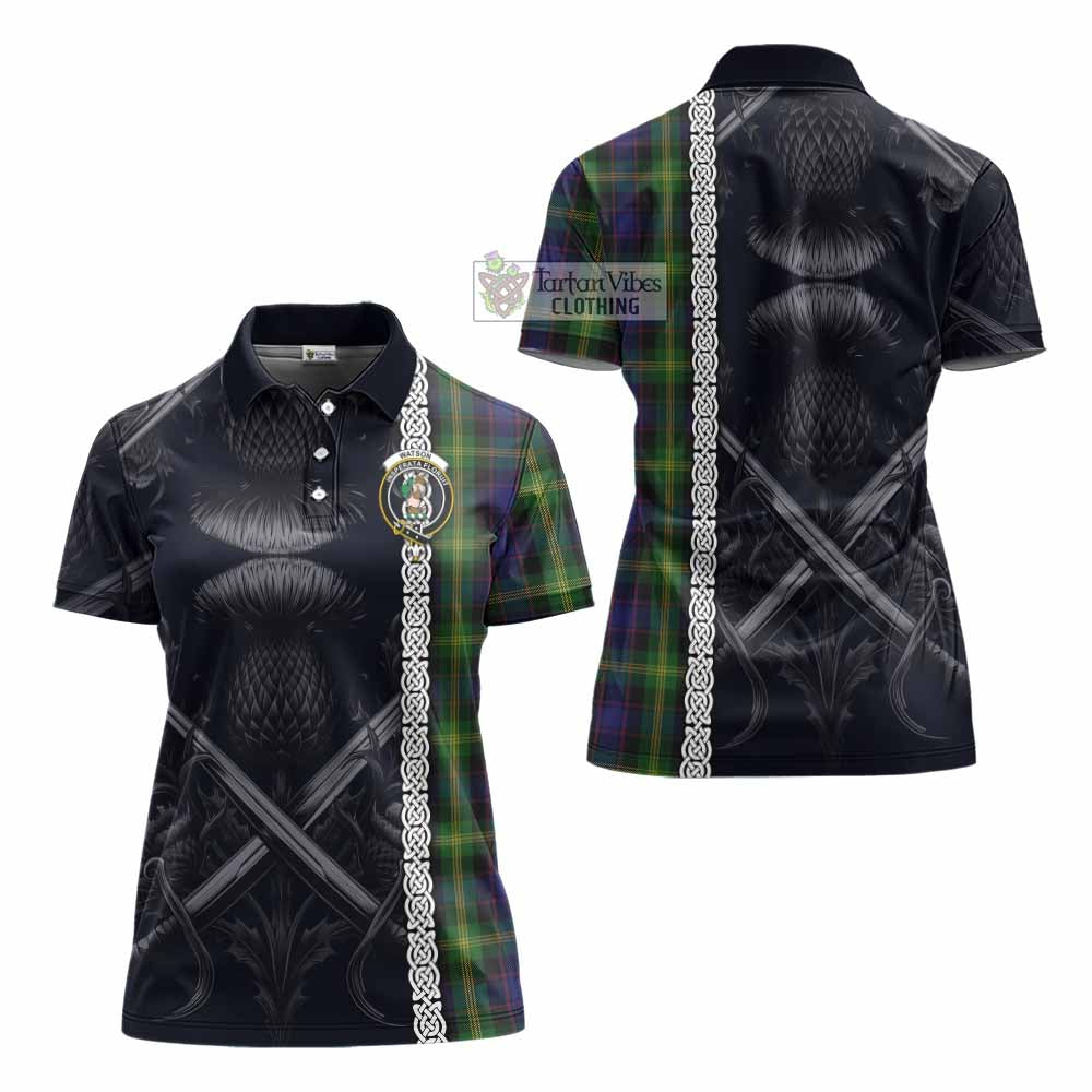 Tartan Vibes Clothing Watson Tartan Women's Polo Shirt with Family Crest Cross Sword Thistle Celtic Vibes