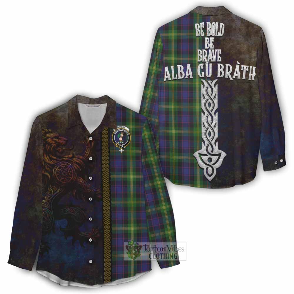 Tartan Vibes Clothing Watson Tartan Family Crest Women's Casual Shirt Alba Gu Brath Be Brave Lion Ancient Style
