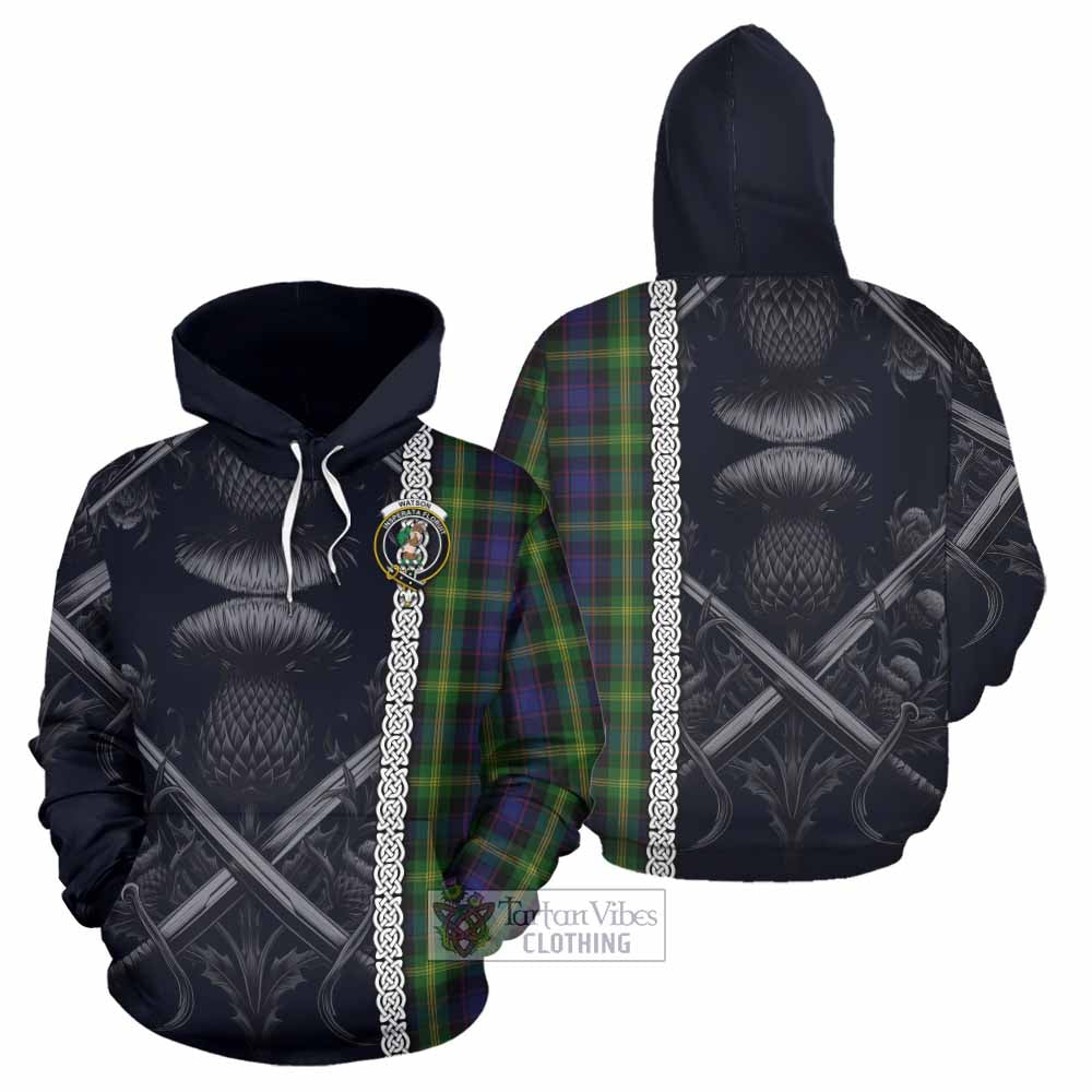 Tartan Vibes Clothing Watson Tartan Hoodie with Family Crest Cross Sword Thistle Celtic Vibes