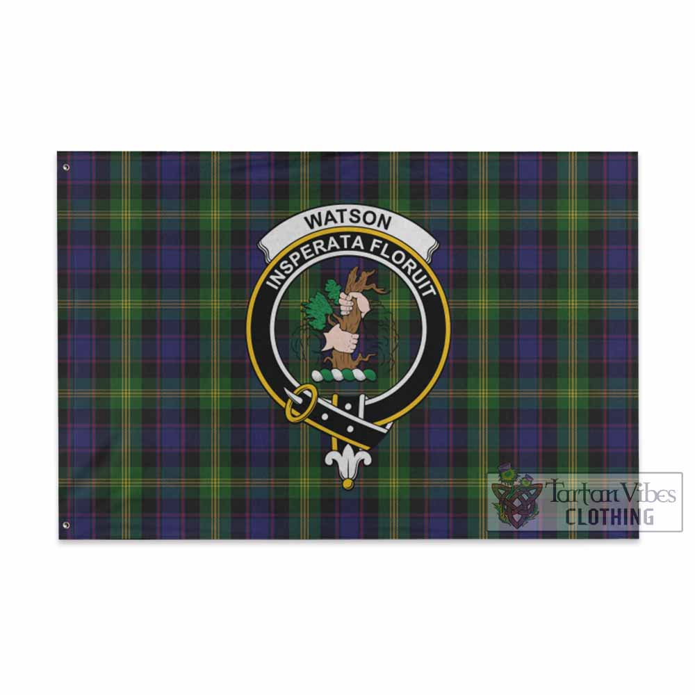 Tartan Vibes Clothing Watson Tartan House Flag with Family Crest