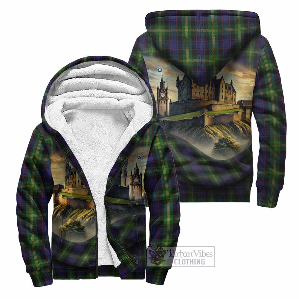 Tartan Vibes Clothing Watson Tartan Family Crest Sherpa Hoodie with Scottish Ancient Castle Style