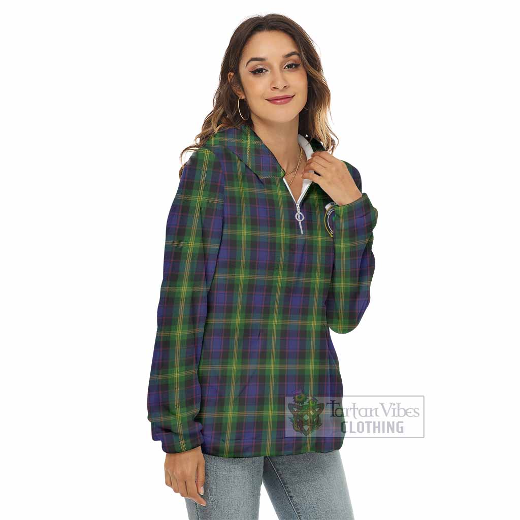 Tartan Vibes Clothing Watson Tartan Crest Women's Borg  Half Zip Fleece Hoodie