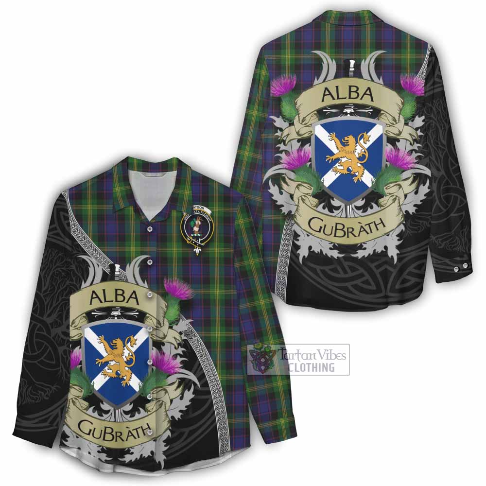 Tartan Vibes Clothing Watson Tartan Family Crest Women's Casual Shirt Lion Rampant Royal Thistle Shield Celtic Inspired