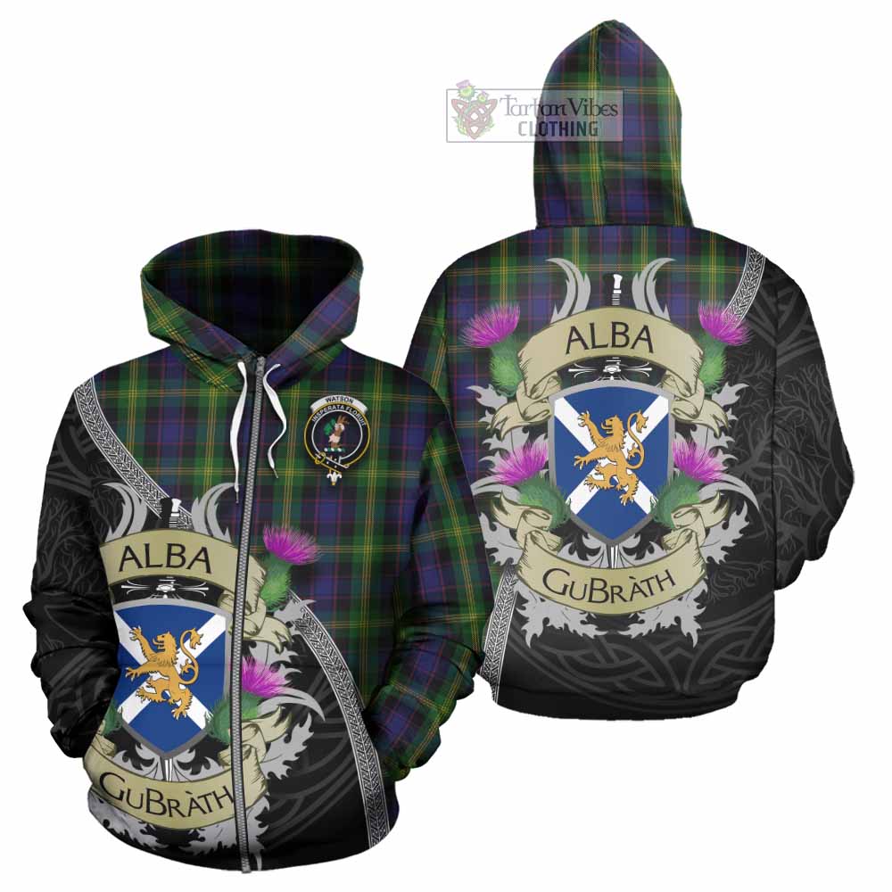 Tartan Vibes Clothing Watson Tartan Family Crest Hoodie Lion Rampant Royal Thistle Shield Celtic Inspired