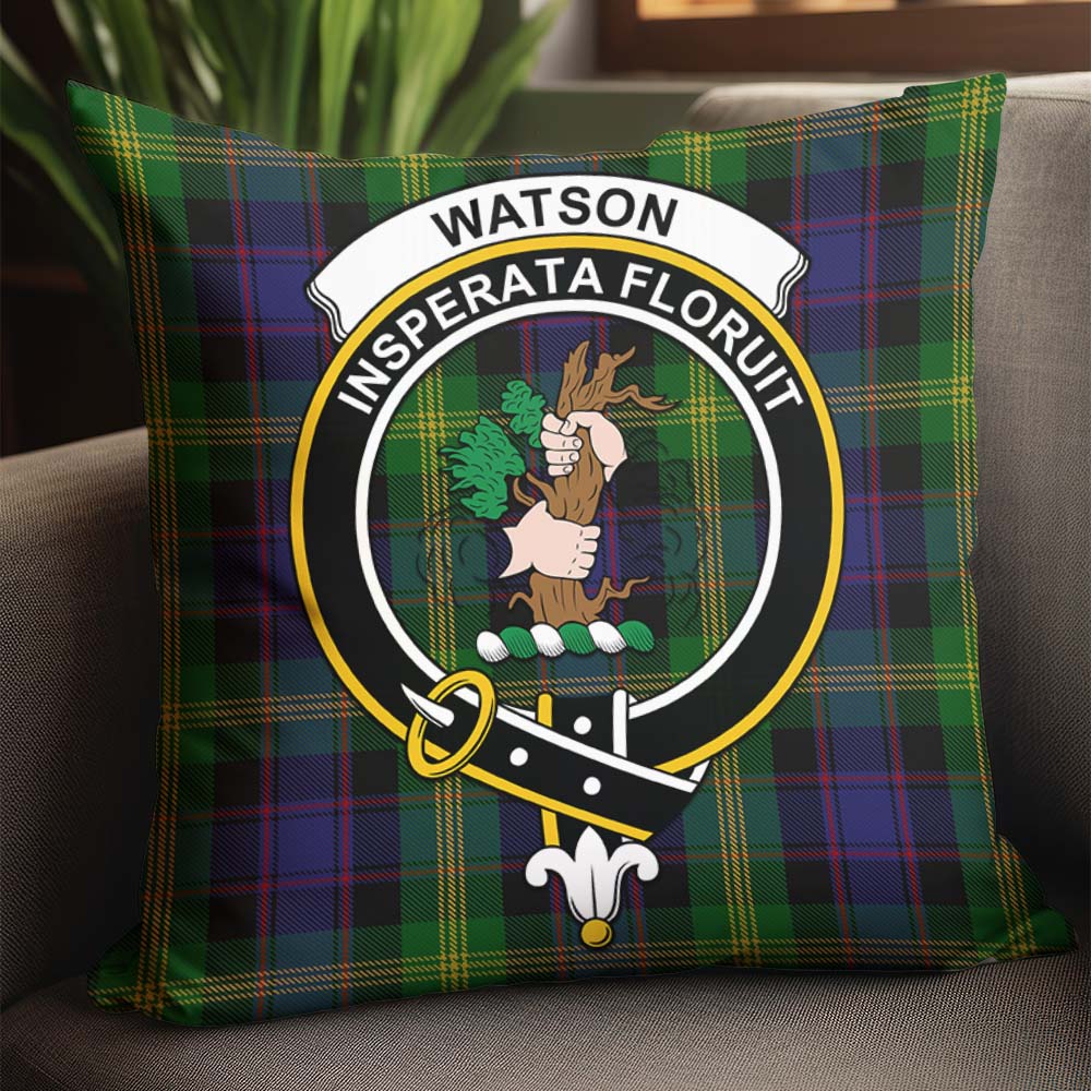Watson Tartan Pillow Cover with Family Crest - Tartanvibesclothing