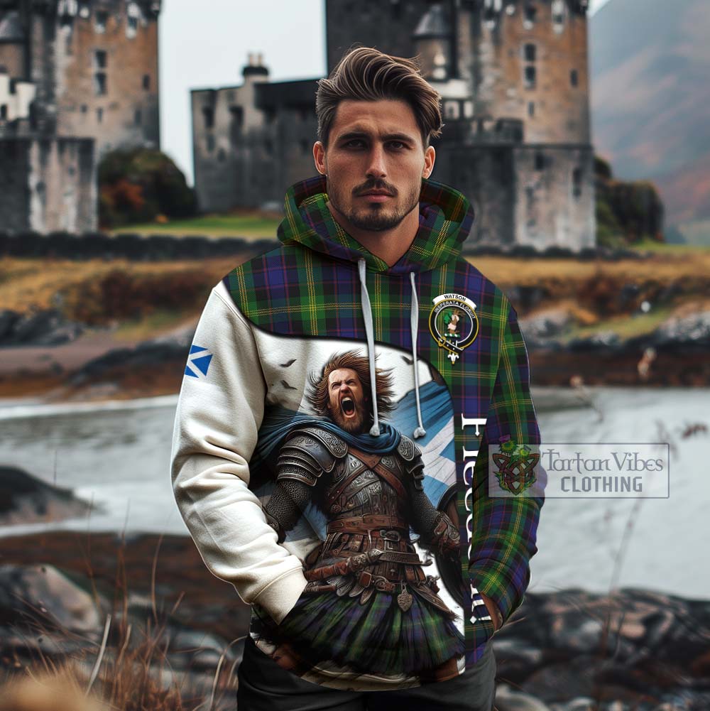 Tartan Vibes Clothing Watson Crest Tartan Cotton Hoodie Inspired by the Freedom of Scottish Warrior