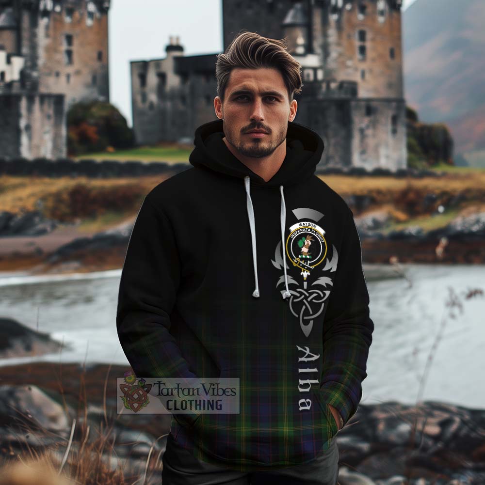 Watson Tartan Cotton Hoodie Featuring Alba Gu Brath Family Crest Celtic Inspired - Tartan Vibes Clothing