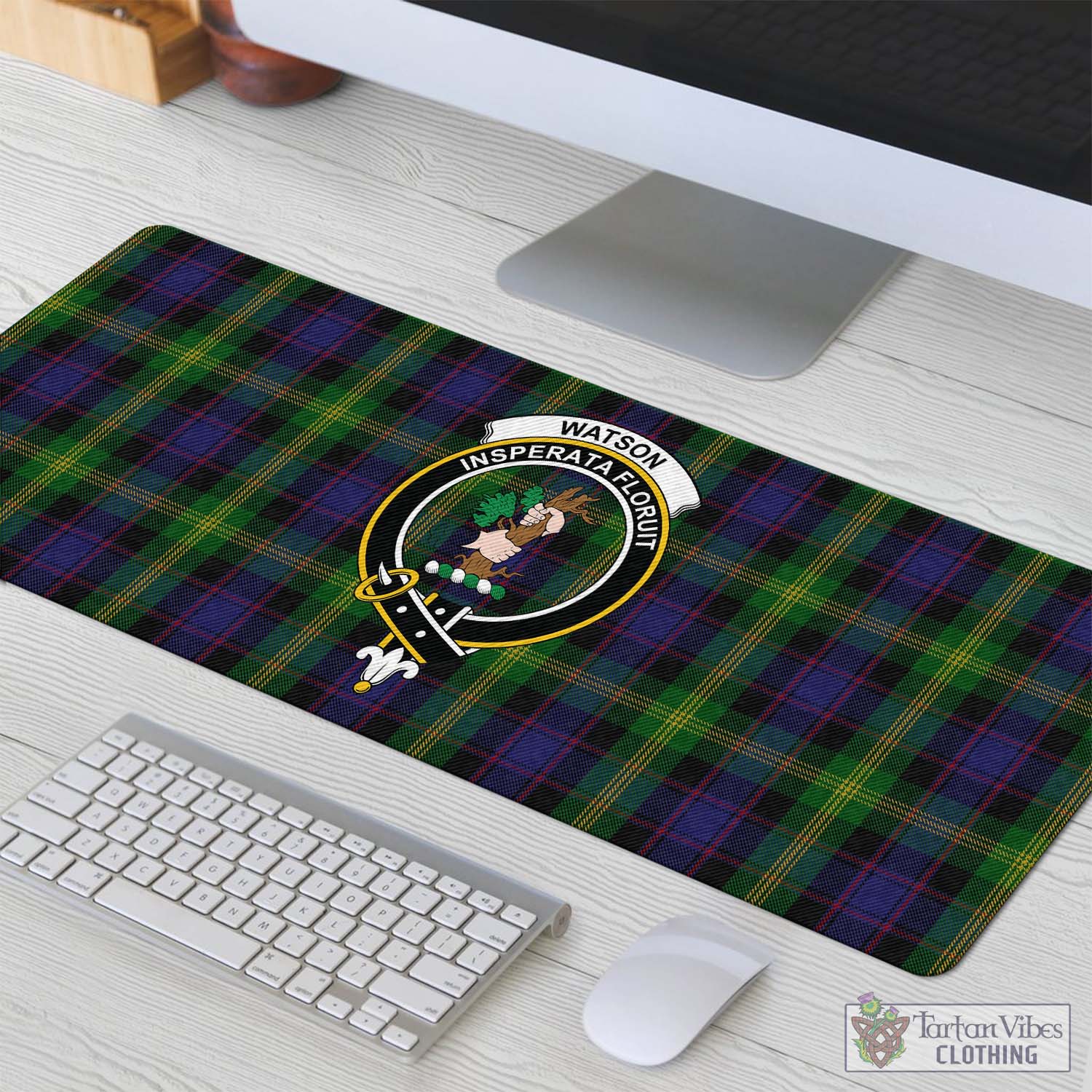 Tartan Vibes Clothing Watson Tartan Mouse Pad with Family Crest
