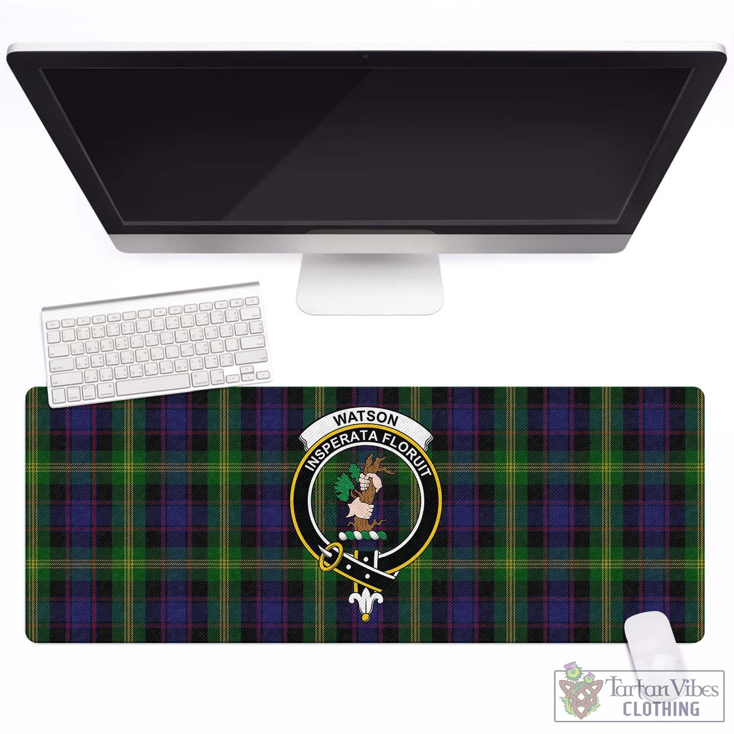 Tartan Vibes Clothing Watson Tartan Mouse Pad with Family Crest