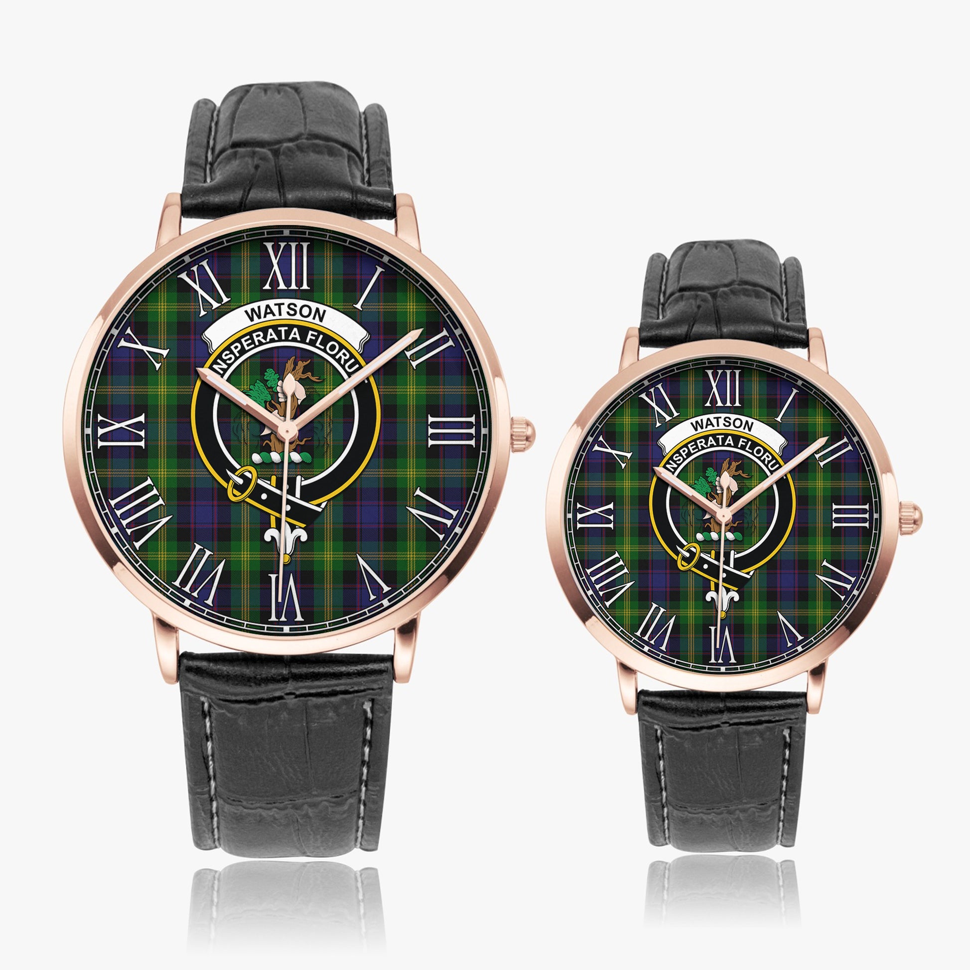 Watson Tartan Family Crest Leather Strap Quartz Watch - Tartan Vibes Clothing