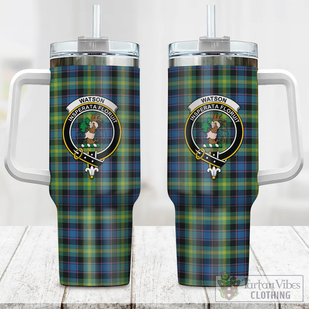 Tartan Vibes Clothing Watson Ancient Tartan and Family Crest Tumbler with Handle