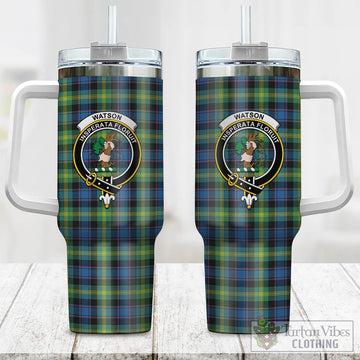 Watson Ancient Tartan and Family Crest Tumbler with Handle