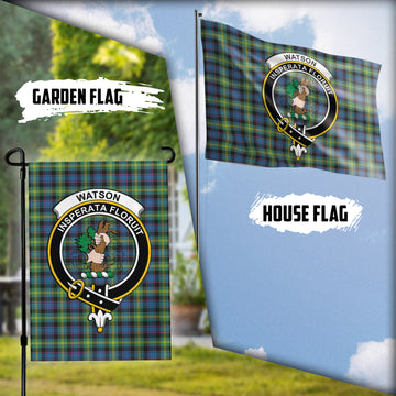 Watson Ancient Tartan Flag with Family Crest