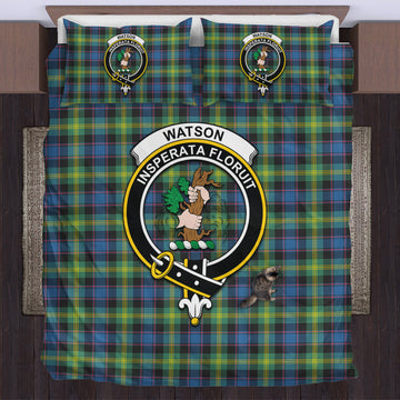 Watson Ancient Tartan Bedding Set with Family Crest