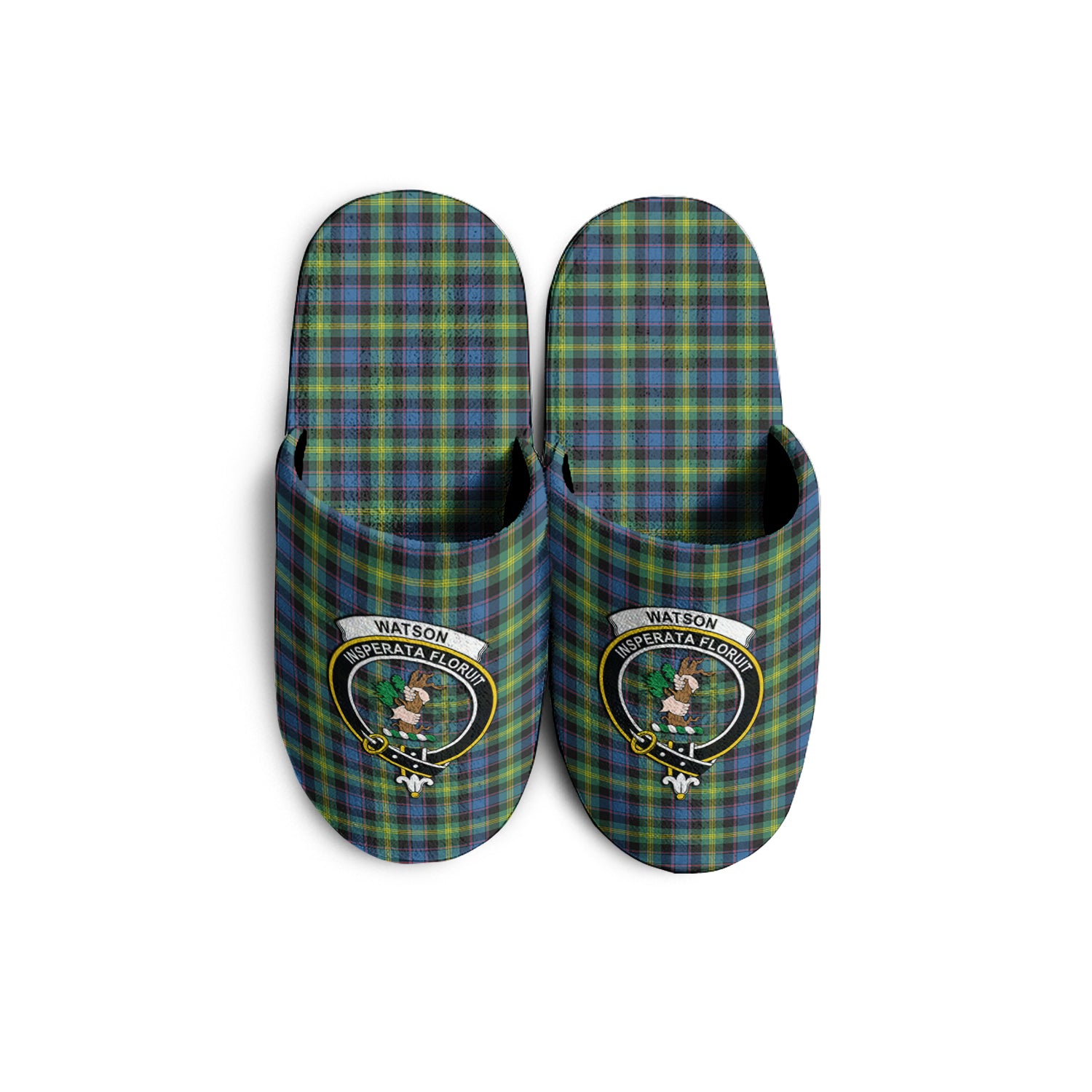 Watson Ancient Tartan Home Slippers with Family Crest - Tartanvibesclothing Shop