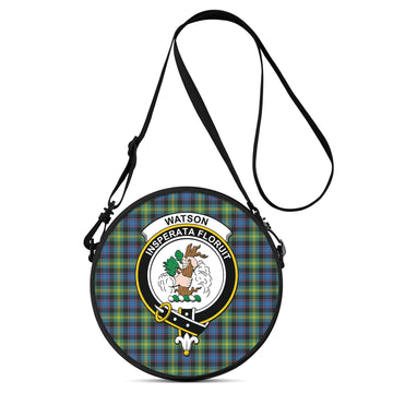 Watson Ancient Tartan Round Satchel Bags with Family Crest