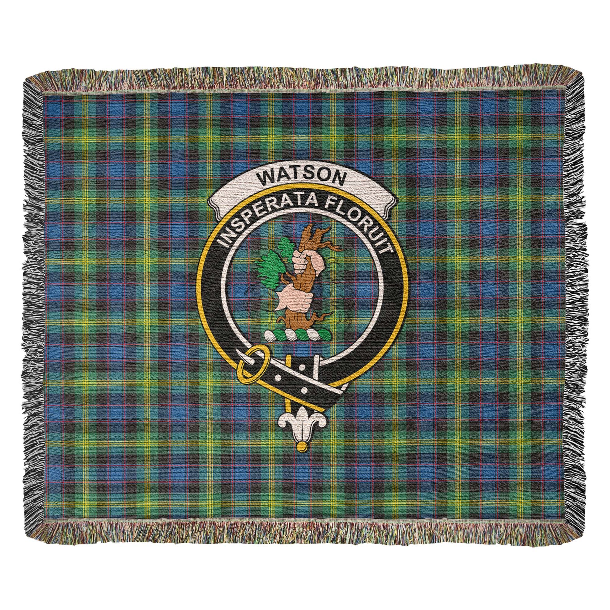 Tartan Vibes Clothing Watson Ancient Tartan Woven Blanket with Family Crest