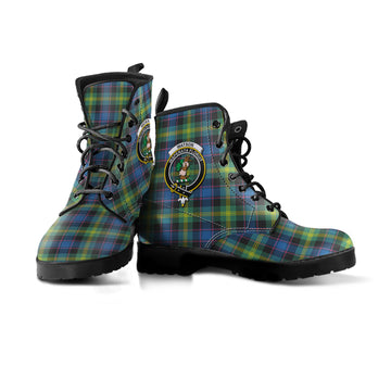 Watson Ancient Tartan Leather Boots with Family Crest