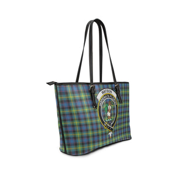 Watson Ancient Tartan Leather Tote Bag with Family Crest