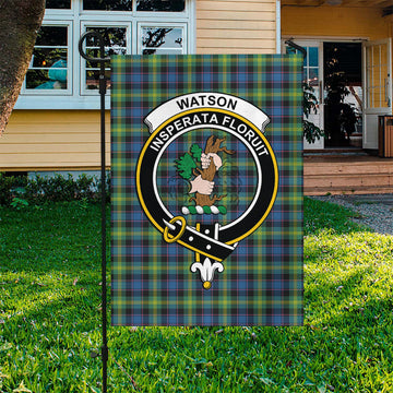 Watson Ancient Tartan Flag with Family Crest