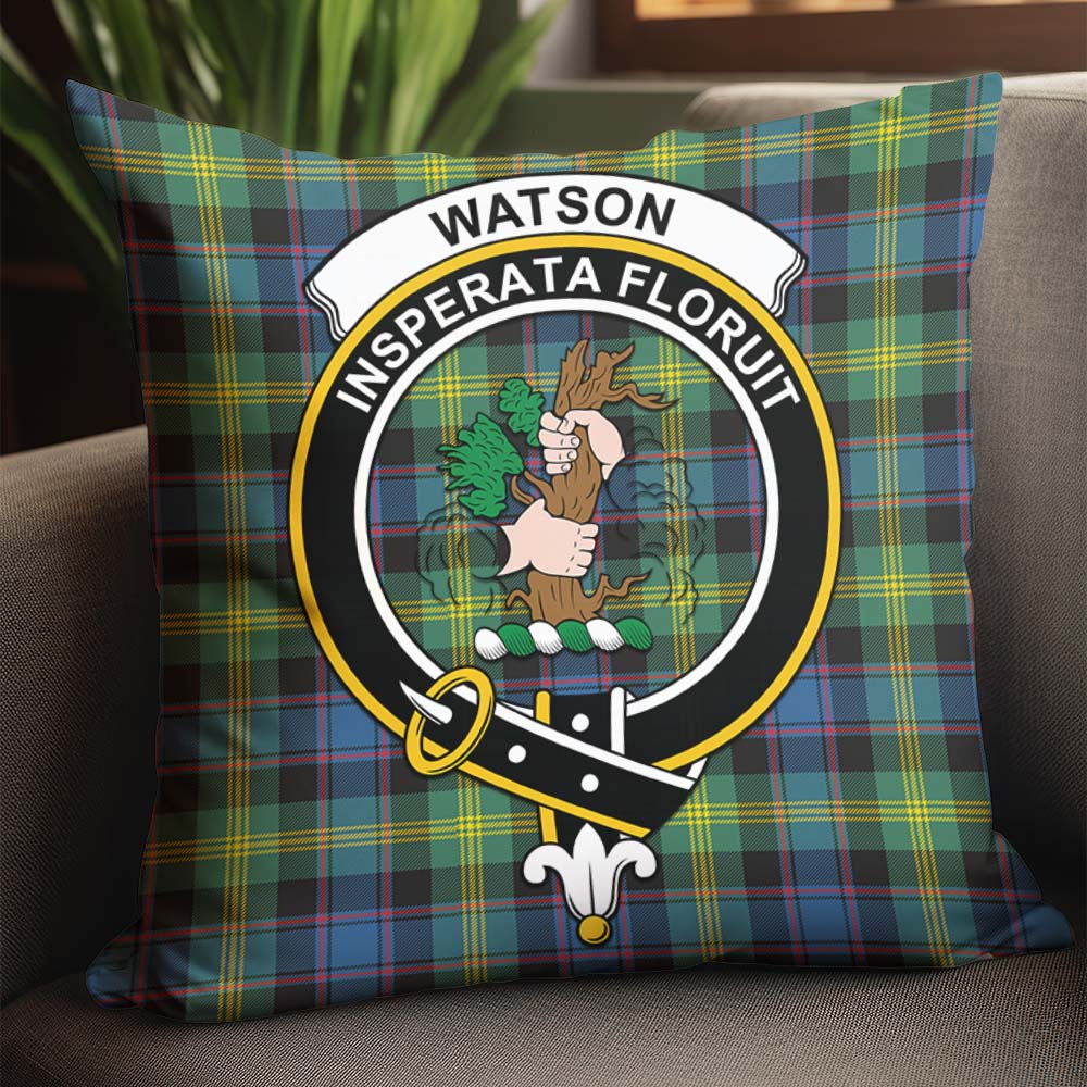 Watson Ancient Tartan Pillow Cover with Family Crest - Tartanvibesclothing