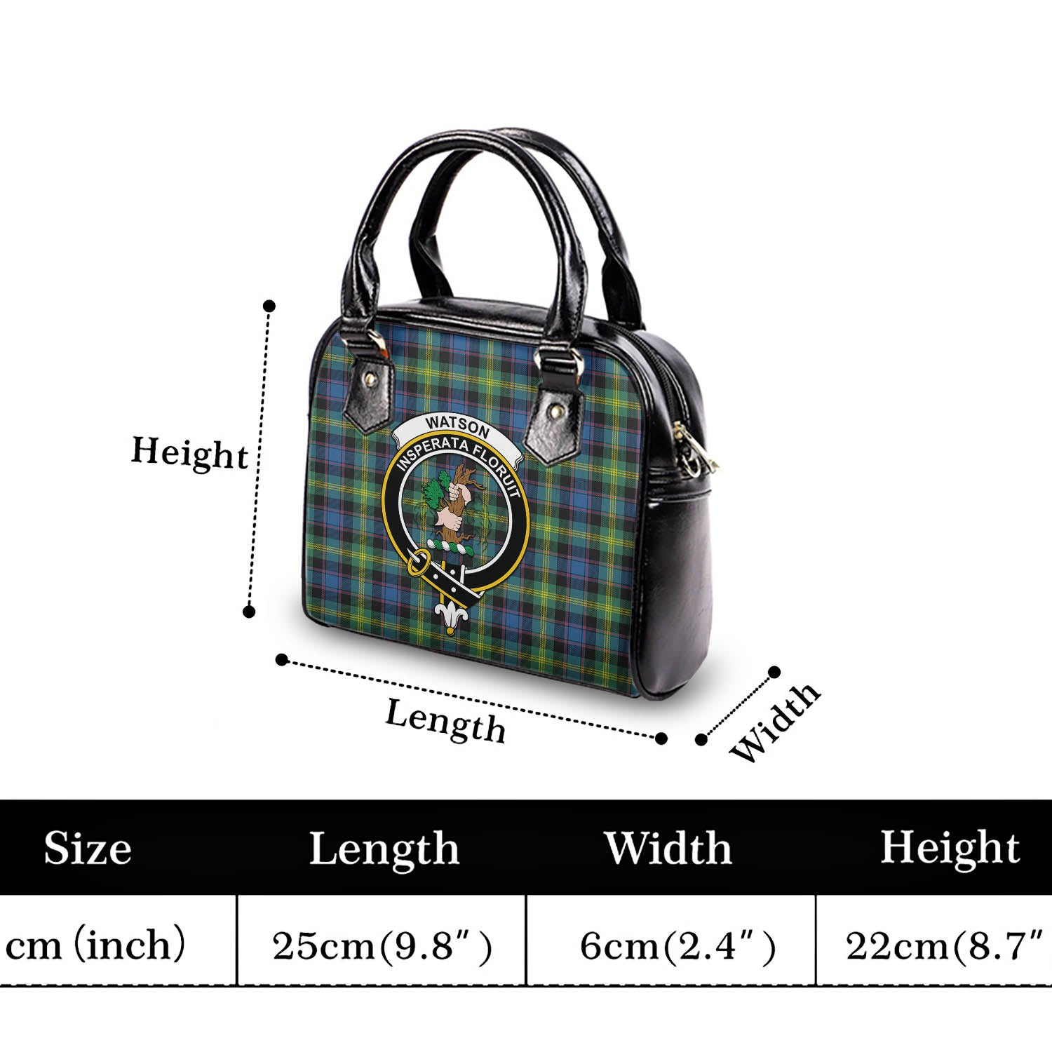 Watson Ancient Tartan Shoulder Handbags with Family Crest - Tartanvibesclothing