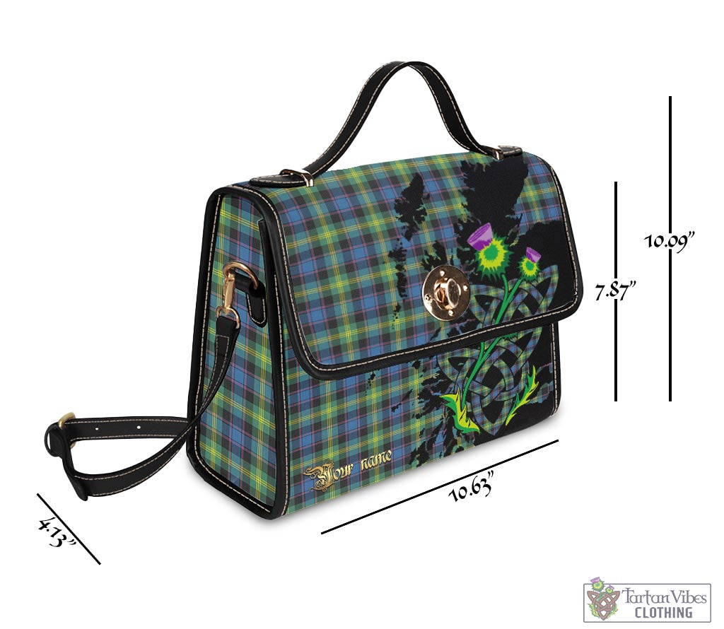 Tartan Vibes Clothing Watson Ancient Tartan Waterproof Canvas Bag with Scotland Map and Thistle Celtic Accents