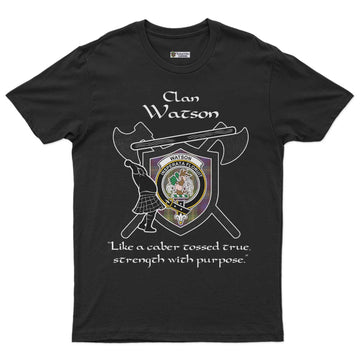 Watson Clan Crest Highland Game T Shirt Strength With Purpose Style - Tartan Vibes Clothing