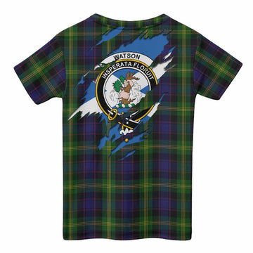Watson Clan Crest In Me Tartan Kid T-shirt Scotland Flag Style