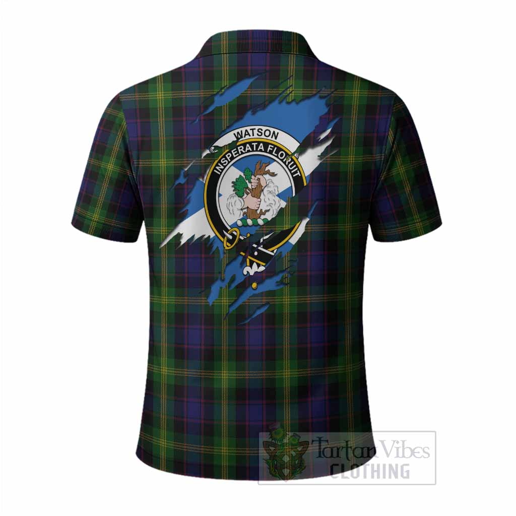 Watson Clan Crest In Me Tartan Polo Shirt Scotland Flag Style