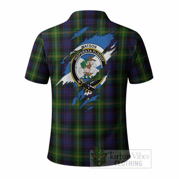 Watson Clan Crest In Me Tartan Polo Shirt Scotland Flag Style