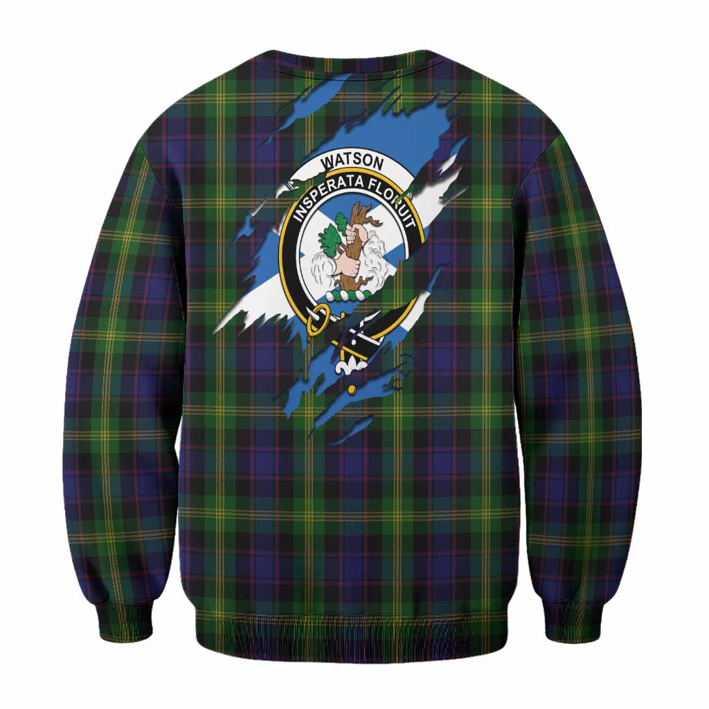 Watson Clan Crest In Me Tartan Sweatshirt Scotland Flag Style