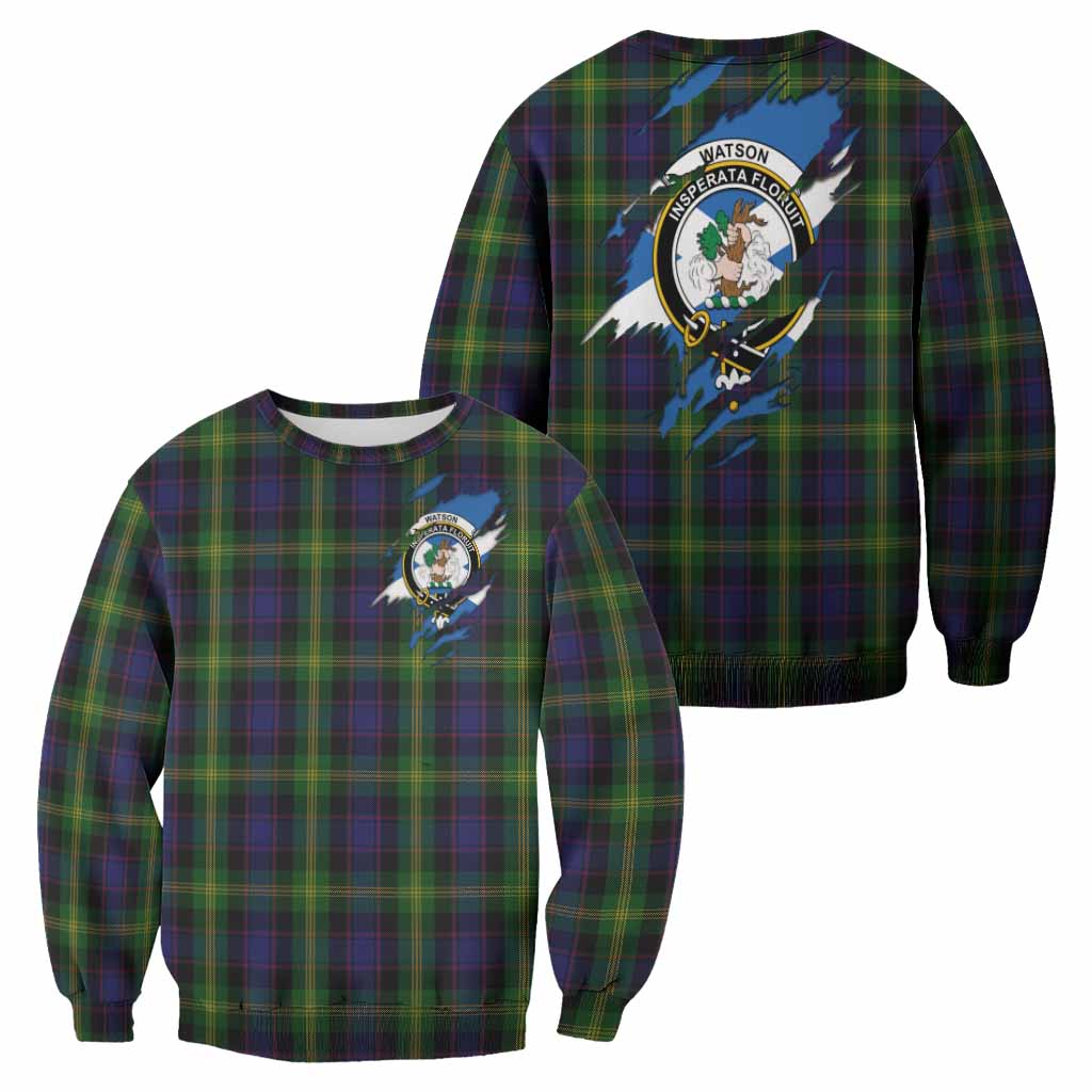 Watson Clan Crest In Me Tartan Sweatshirt Scotland Flag Style
