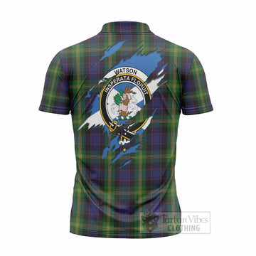 Watson Clan Crest In Me Tartan Zipper Polo Shirt Scotland Flag Style