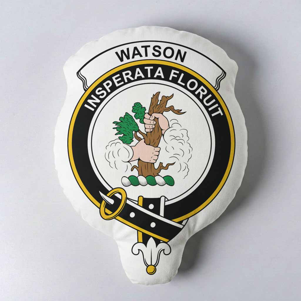 Watson Clan Crest Shaped Throw Pillow, Scottish Clan Badge Decorative Pillow