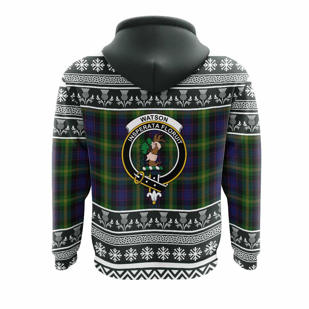 Watson Clan Tartan Christmas Hoodie with Family Crest - Tartan Vibes Clothing