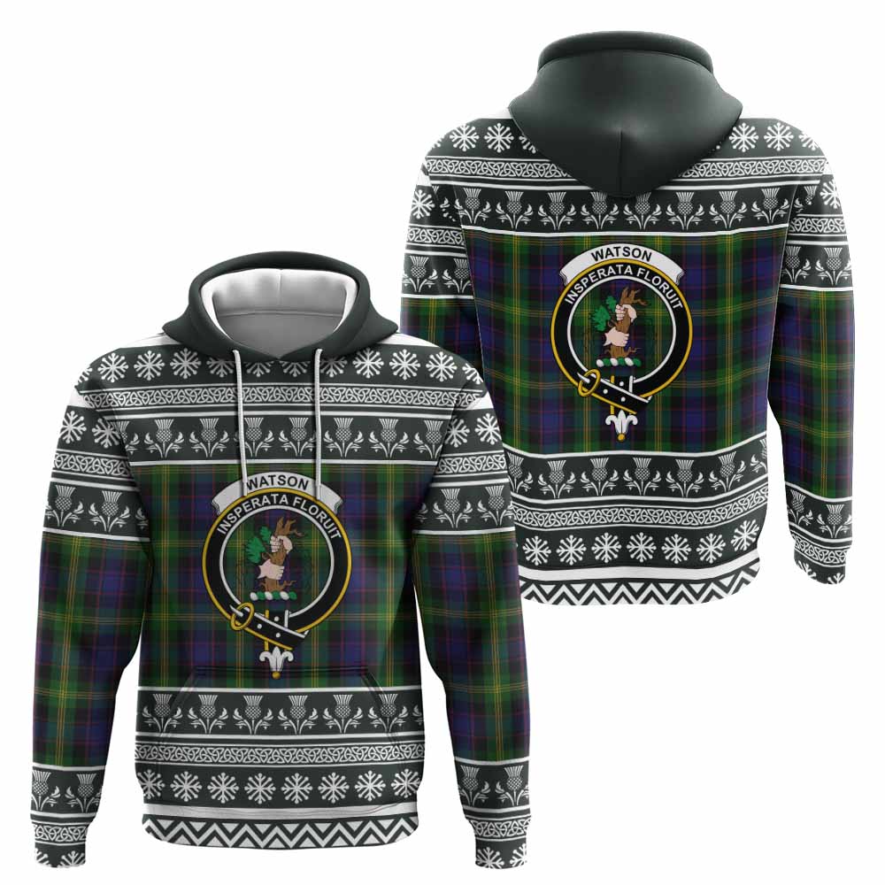 Watson Clan Tartan Christmas Hoodie with Family Crest - Tartan Vibes Clothing