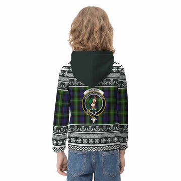 Watson Clan Tartan Christmas Kid Hoodie with Family Crest