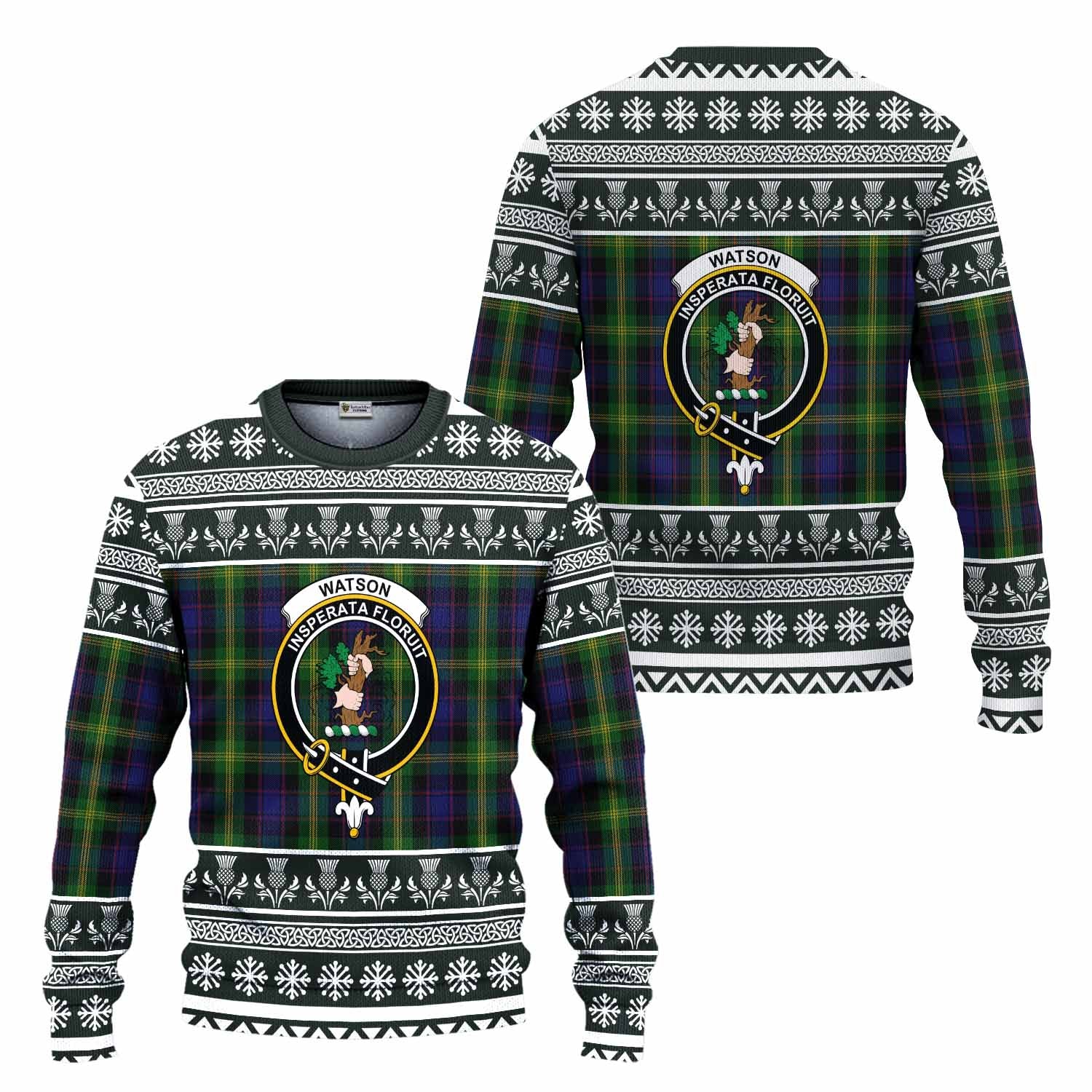 Watson Clan Tartan Christmas Ugly Sweater with Family Crest - Tartan Vibes Clothing